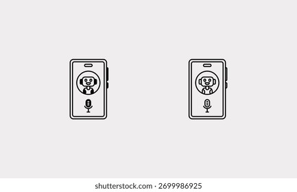 AI no telefone celular ícone vetorial definir ilustração de stock