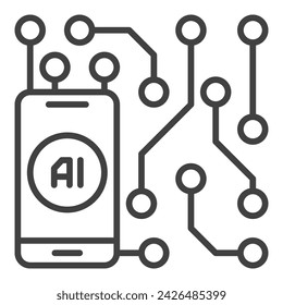 AI Mobile Technology in Smartphones vector concept linear icon or logo element