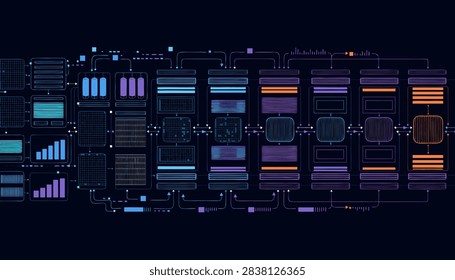 AI Model Lifecycle and MLOps Architecture for Machine Learning Operations
Technical vector illustration showing the enterprise AI model lifecycle from data preparation and model training through validation, deployment, monitoring, feedback and continuous retraining.