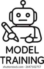 AI Model Training Icon Logo – Minimalist Robot Symbol for Machine Learning, Automation, and Tech Branding