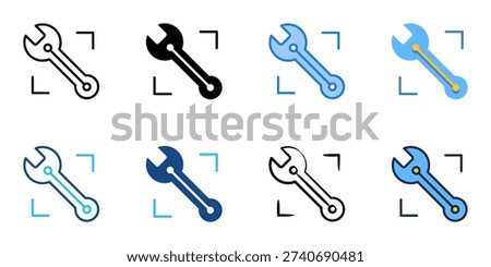 AI Model Tuning icons set multiple style collection. Editable stroke 
