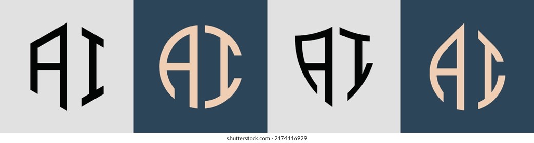 AI modern initial letter logo design vector bundle. It will be suitable for which company or brand name start those initial.