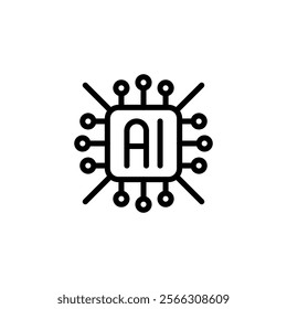 AI Monitoring Line Icon. linear style sign for mobile concept and web design. Outline vector icon.