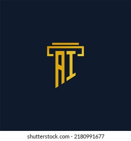 Logo inicial de monograma de IA para la firma de abogados con diseño de hitos