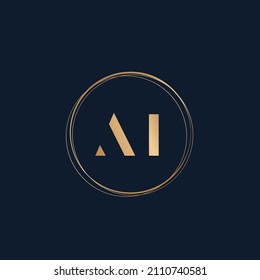 logotipo de monograma de IA. Letra tipográfica a, letra i icono de firma. Señal de aislamiento en el fondo oscuro. Bodas, moda, letras de belleza. Personajes elegantes de estilo lujoso.