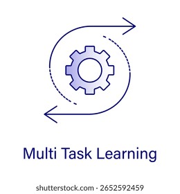 Vetor de aprendizado multitarefa de IA - treinamento paralelo, integração de tarefas, ícone de modelo inteligente, estratégia de aprendizado profundo