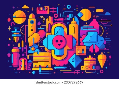 Diseño plano de ilustración vectorial multiverso AI.