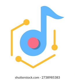Ai Music Composer Icon - Flat Color Icons For Artificial Intelligence and AI Technology
