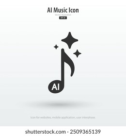 AI music icon. Artificial intelligence creates music concepts. Enter command text to generate musical ideas. Icon element for app, website and interphase. Vector illustration.