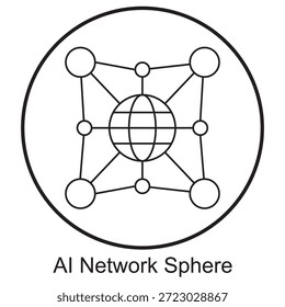 AI Network Sphere icon, , Artificial Intelligence Network, Digital Intelligence Web, Smart AI Connectivity, vector