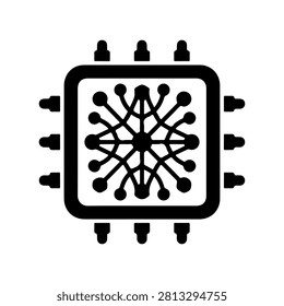 AI Neural Network Chip Processor Vector Icon