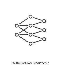 AI Neural Networks Tech vector concepto icono o símbolo mínimo en forma de contorno