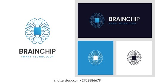 AI Neural Technology Logo Design with Brain, Circuit, and Chip Symbol Representing Intelligence, Innovation, and Smart Digital Systems for Tech Company, AI Startup, and Cyber Technology Brand