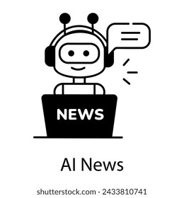 Ai news reporter, trendy line icon