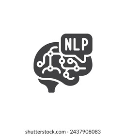 AI NLP technology vector icon. filled flat sign for mobile concept and web design. Natural Language Processing glyph icon. Symbol, logo illustration. Vector graphics