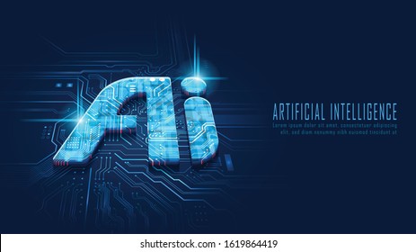 Ai on circuit board in futuristic concept suitable for future technology artwork , Responsive web banner