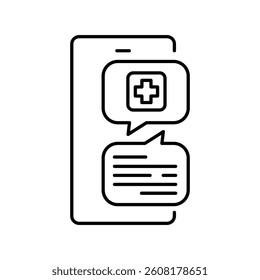 AI Online chat for medical assistance black line icon for digital and print projects.  Minimal clean icons for apps and websites. Modern simple icons for UI UX and branding