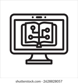 Ícone de linha simples do AI Online Learning