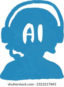 AI Operator Chatbot Watercolor Hand Drawn Style Illustration