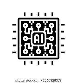 ai optimization chip data center glyph icon vector. ai optimization chip data center sign. isolated symbol illustration