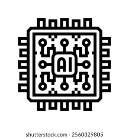 ai optimization chip data center line icon vector. ai optimization chip data center sign. isolated contour symbol black illustration