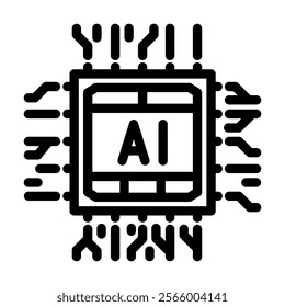 ai optimization chip data center line icon vector. ai optimization chip data center sign. isolated contour symbol black illustration