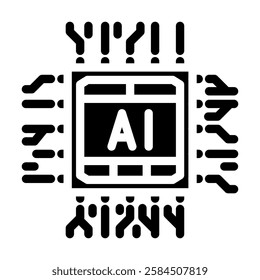 ai optimization chip data center glyph icon vector. ai optimization chip data center sign. isolated symbol illustration