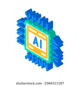 ai optimization chip data center isometric icon vector. ai optimization chip data center sign. isolated symbol illustration