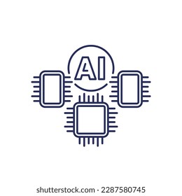 AI optimized hardware line icon