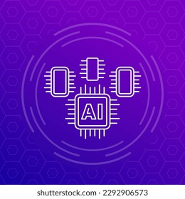 AI optimized hardware line vector icon