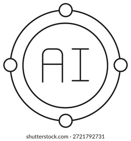 AI Orbit Circle Icon, AI Orbit Network, Inteligência Circular, Sistema de IA Conectado, Núcleo de Órbita Neural, vetor