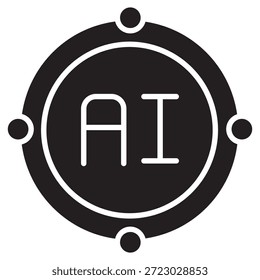 AI Orbit Circle Icon, AI Orbit Network, Inteligência Circular, Sistema de IA Conectado, Núcleo de Órbita Neural, vetor
