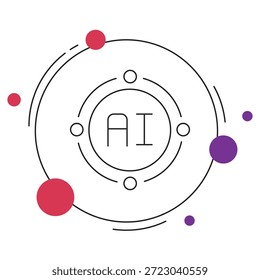AI Orbit Circle Icon, AI Orbit Network, Inteligência Circular, Sistema de IA Conectado, Núcleo de Órbita Neural, vetor