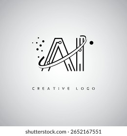 AI Orbit Monogram Logo – Futuristic Minimal Letter mark with Circular Line Art, Tech-Inspired Dots and Space Motion Concept for Modern Branding Identity