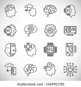 Ai outline related icon set on background for graphic and web design. Simple illustration. Internet concept symbol for website button or mobile app.
