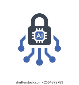 Ai padlock icon, Vector graphics