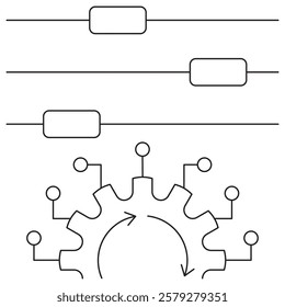 AI Parameterization icon. Simple outline monochrome black vector pictogram with thin lines on a transparent background. Line thickness is editable