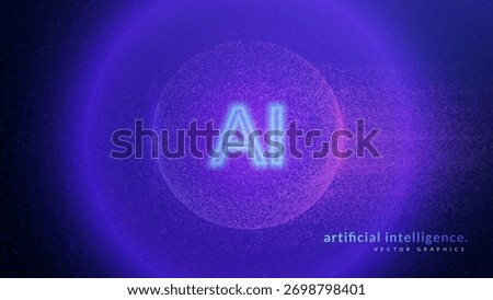 AI Particle Globe Background. Digital Dot Sphere With Gradient. 3D Tech Bg For World Data Concept. Quantum Orb Design In Deep Space With Cyber Energy. Blue And Purple AI Particle Globe