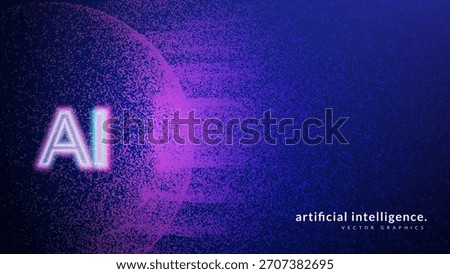 AI Particle Globe Background. Digital Dot Sphere With Gradient. 3D Tech Bg For World Data Concept. Deep Matrix Background With Neon Geometric Element. Blue And Purple AI Particle Globe