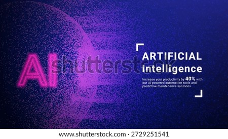 AI Particle Globe Background. Digital Dot Sphere With Gradient. 3D Tech Bg For World Data Concept. Quantum Orb Design In Deep Space With Cyber Energy. Blue And Purple AI Particle Globe