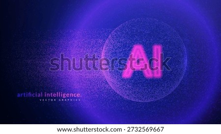 AI Particle Globe Background. Digital Dot Sphere With Gradient. 3D Tech Bg For World Data Concept. Bigdata Visualization With Modern Structure Layout. Blue And Purple AI Particle Globe