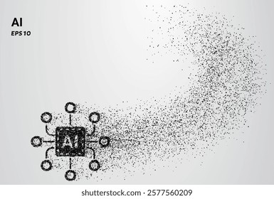 AI of particles. AI consists of small circles. Vector illustration.