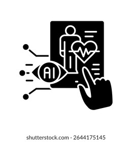 AI patient monitoring black flat icon for digital and print projects.  Minimal clean icons for apps and websites. Modern simple icons for UI UX and branding