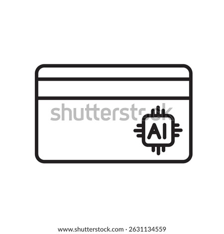 AI payment card line icon vector, with editable stroke, suitable for intelligent finance apps, smart wallet systems, and neural transaction platforms