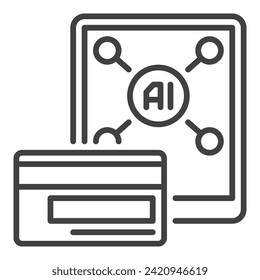 AI Payment with Smartphone vector AI concept icon or symbol in thin line style