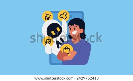 AI Personalization, AI recommend Products that People are Interested in Flat Vector Illustration
