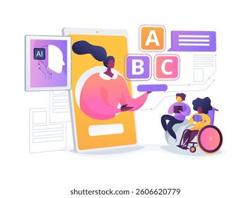 AI Personalized Learning for Disabilities abstract concept vector illustration. Educators use AI to create adaptive learning materials for students with disabilities. abstract metaphor.