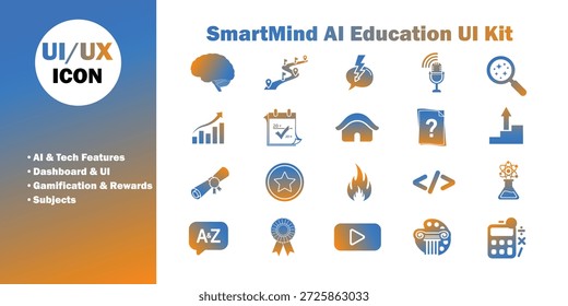 Conjunto de iconos de Vector de aprendizaje personalizado y Educación en línea de IA para plataformas EdTech