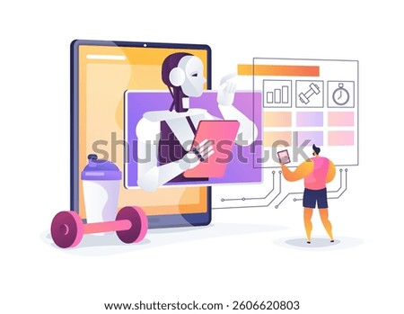 AI Personalized Workout Plans abstract concept vector illustration. Fitness enthusiasts use AI apps to create custom workout routines based on their goals and progress. abstract metaphor.