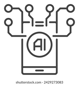 AI Phone vector Artificial Intelligence Smartphone concept icon or sign in outline style